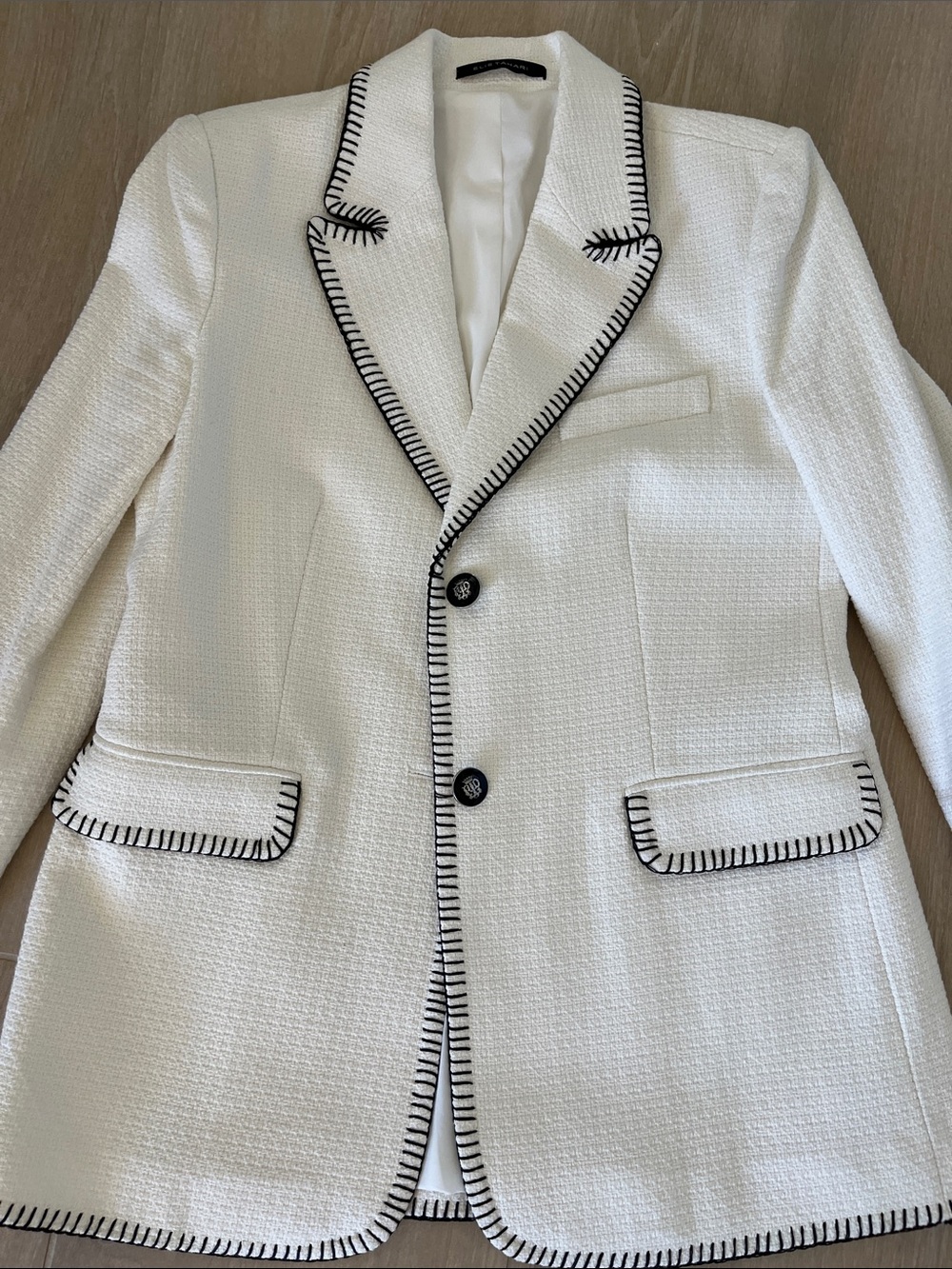 Elie Tahari White Blazer with Black Trim
